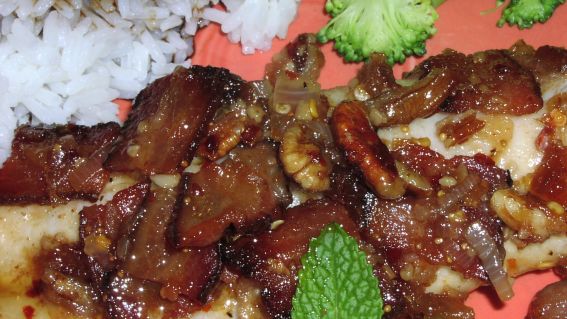 Fish With Figs Bacon And Pecans recipe