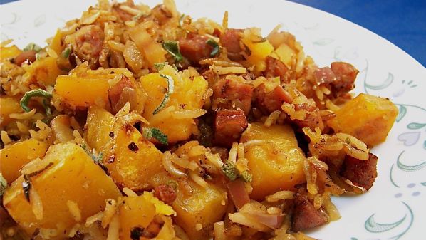 Butternut Squash Rice And Sausage Casserole recipe