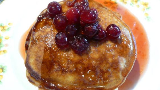Gingerbread Pancakes With Cranberry Maple Syrup recipe