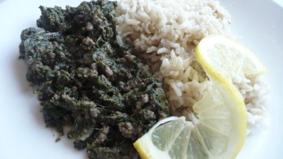 Lina's Awesome Lebanese Spinach Beef Rice recipe