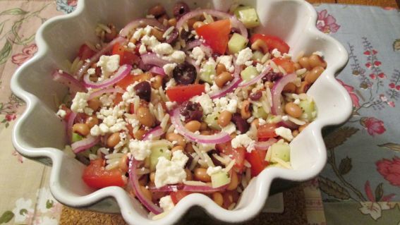 Greek Salad With Orzo And Black Eyed Peas recipe
