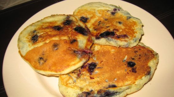 Blueberry Banana Happy Face Pancakes recipe