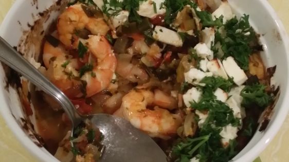 Mean Chef's Baked Prawns With Feta recipe