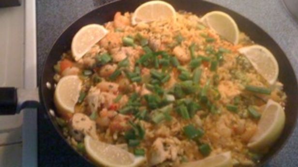 Spanish Paella With Chicken And Seafood recipe