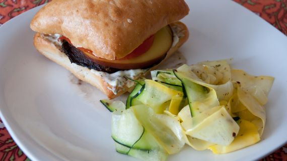 Portabella And Gouda Burger With Garlic Mayo recipe