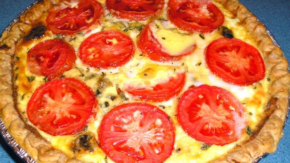 My Special Friday Night Vegetarian Onion And Tomato Quiche recipe