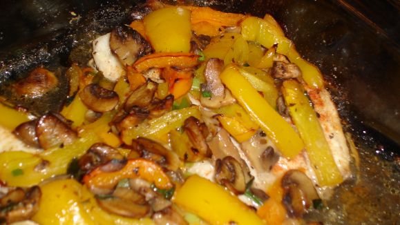Baked Tilapia With Veggies Herbs And Wine recipe