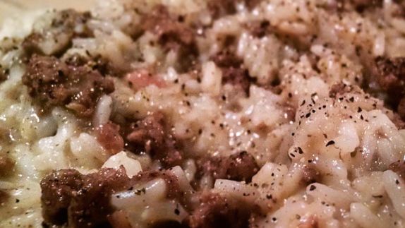 Hamburger Cream Of Mushroom Soup Over Rice recipe